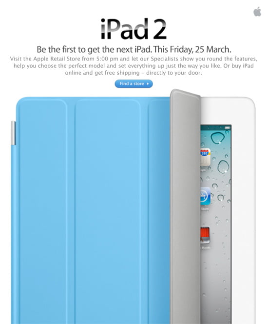 Get iPad 2 on 25 March
