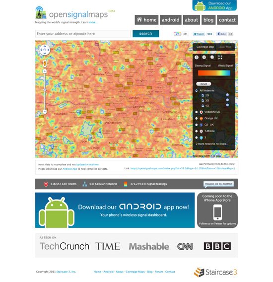 OpenSignalMaps - Cell Phone Tower and Signal Heat Maps
