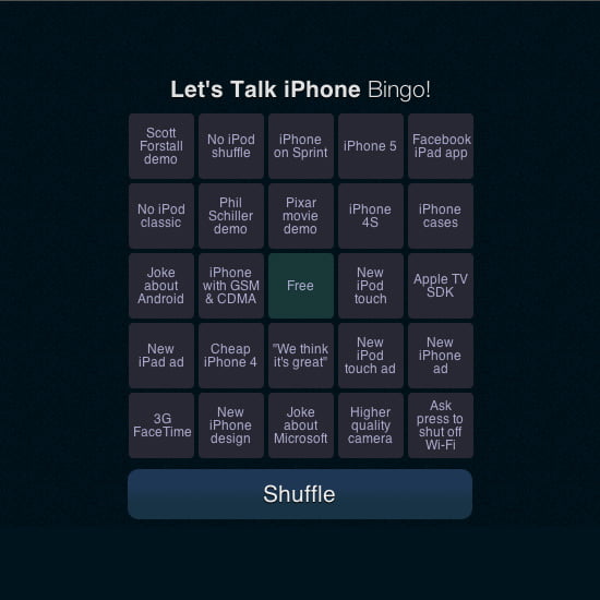 Apple Keynote Bingo Apple Keynote Bingo
