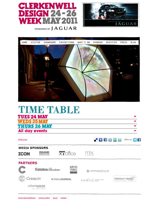 Clerkenwell Design Week 2011 » TIME TABLE