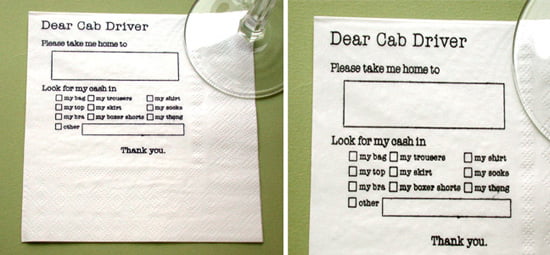 Dear Cab Driver Paper Napkins Dear Cab Driver Paper Napkins