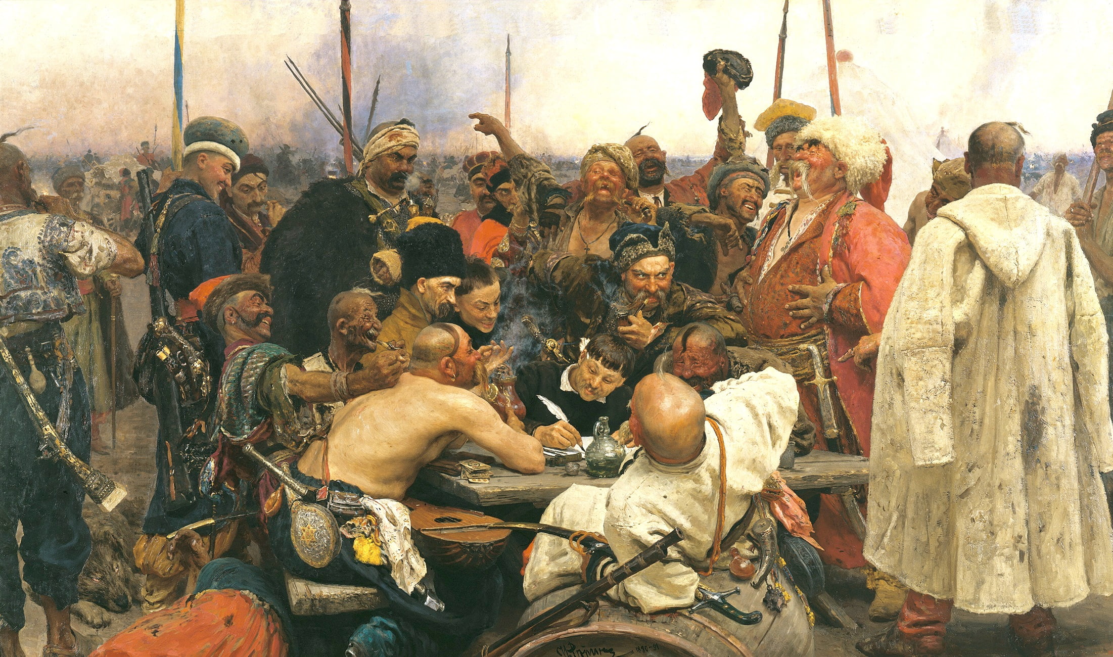 Reply of the Zaporozhian Cossacks by Ilya Repin from 1880 to 1891.