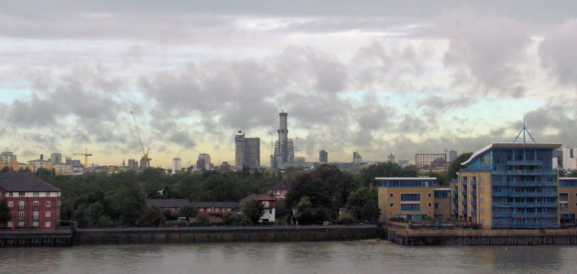 Mottled clouds behind The Shard