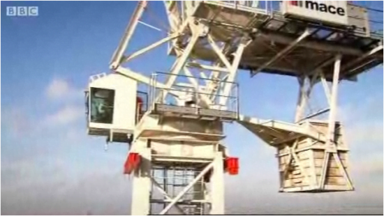 Andrew Marr climbs crane building London's Shard