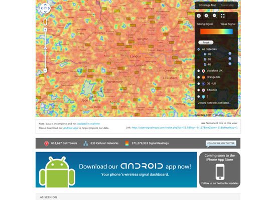 OpenSignalMaps - Cell Phone Tower and Signal Heat Maps