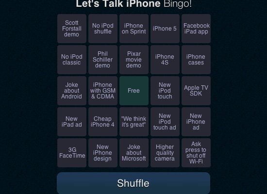Apple Keynote Bingo