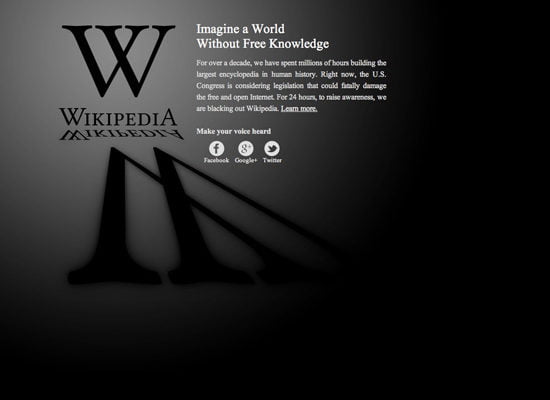 Wikipedia Blacked Out SOPA