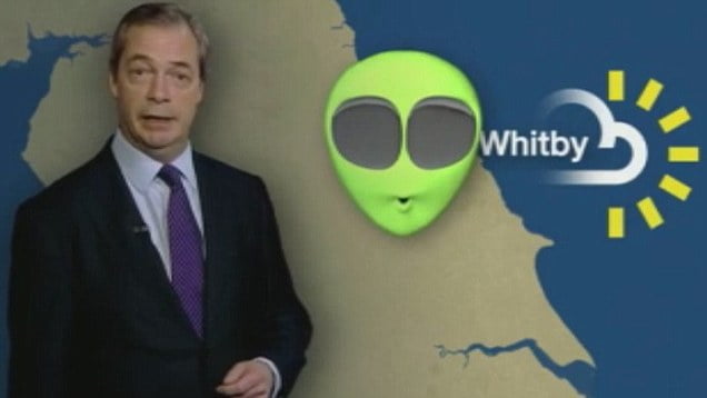 Nigel Farage presents the weather forecast after Ukip same-sex marriage gaffe