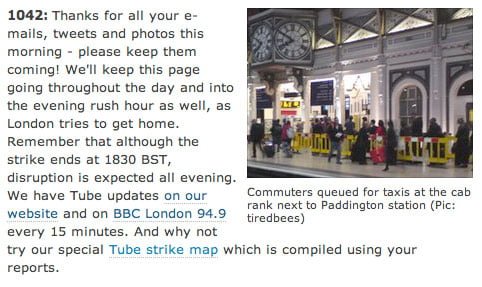 Commuters queued for taxis at the cab rank next to Paddington station (Pic: tiredbees)